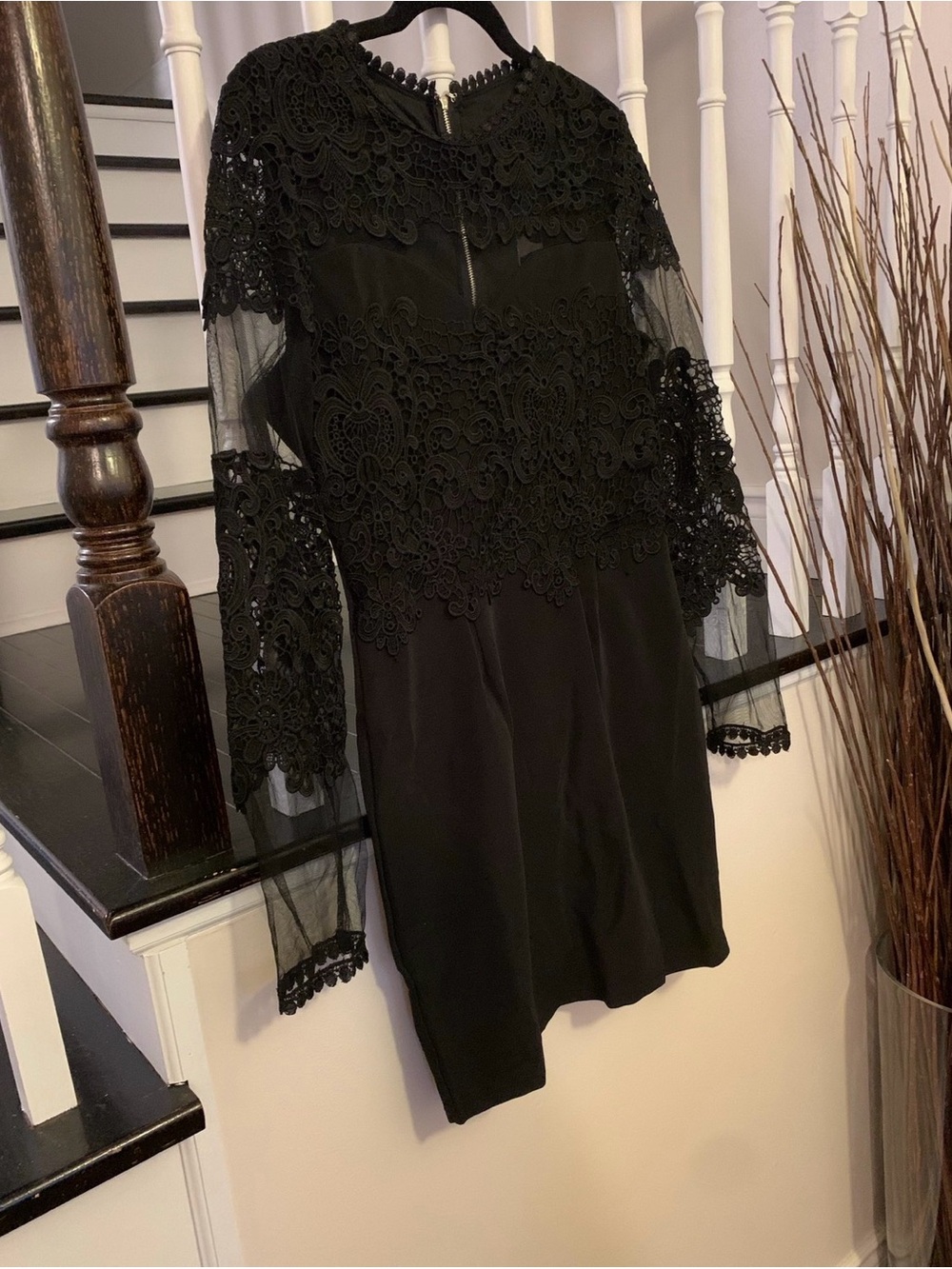 Ina Black Lace-Detail Mini Dress